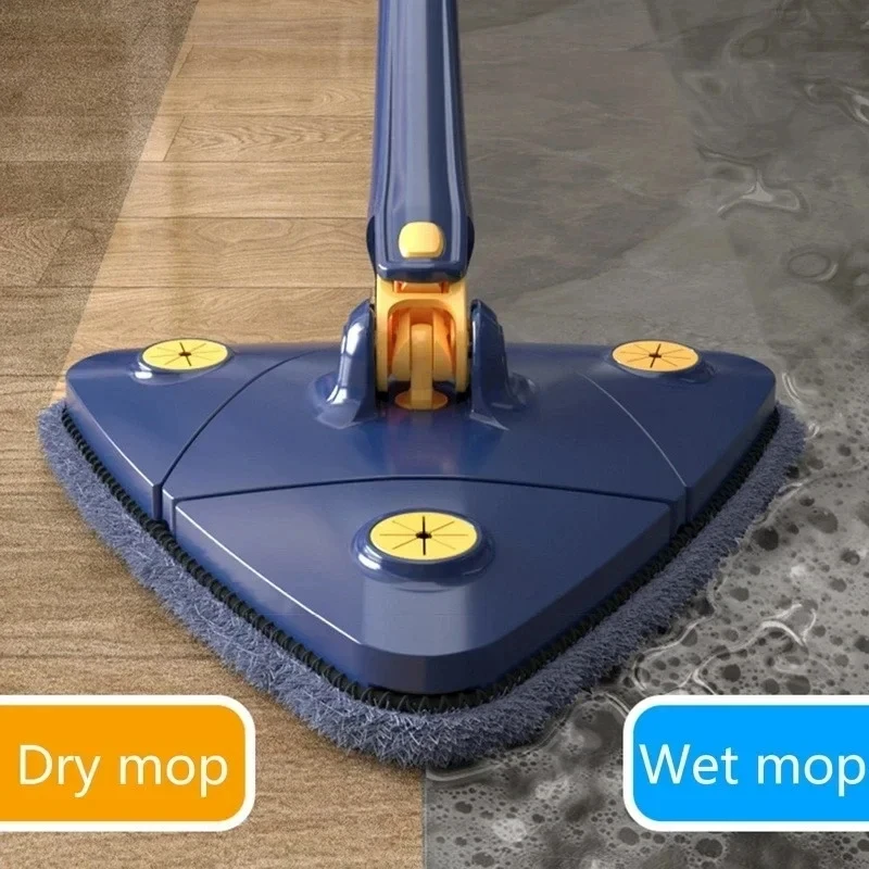 360° Swivel Telescopic Triangle Mop Swivel Cleaning Mop Adjustable Squeeze Wet and Dry Using Absorbent Household Floor Tools