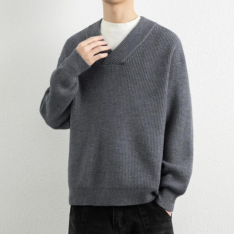 الراقية الجديدة الرجال سترة سميكة قاعدة طبقة الخريف الشتاء محبوك Vintage البلوز معطف فضفاض سترة