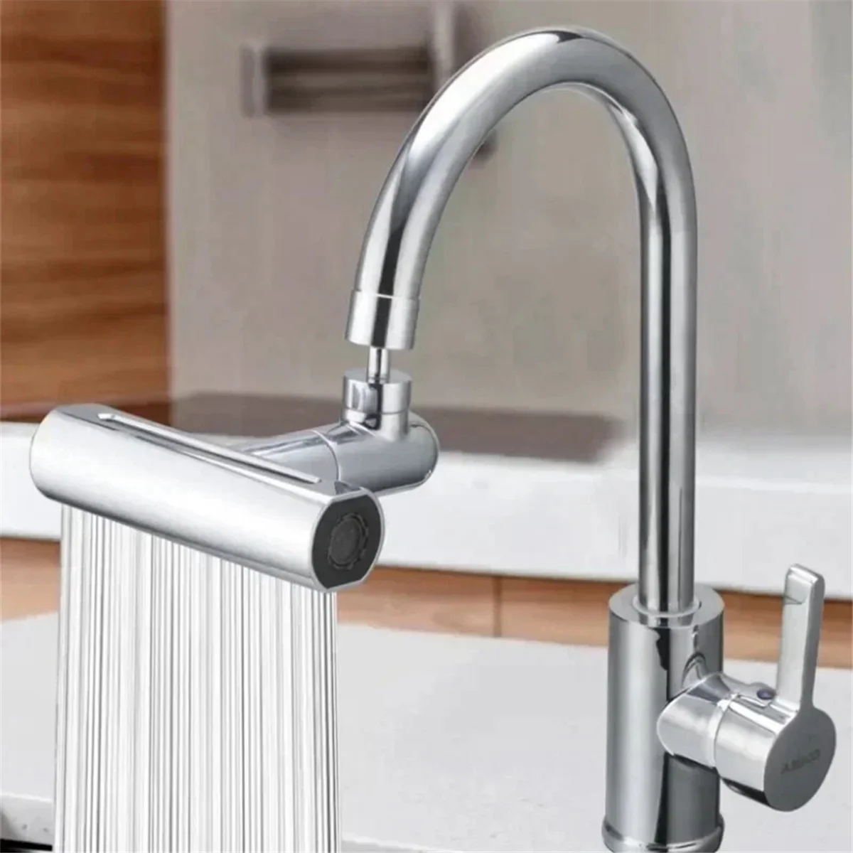 ABQR 4-IN-1 Multifunctional Kitchen Sink Waterfall Faucet,Splash-Proof Bathroom Basin Tap Faucet Extender Adapter