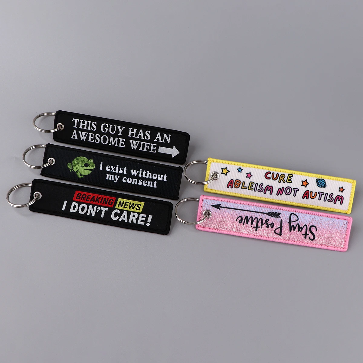 Autism Embroidery Key Fobs Funny Keychain For Women Science Key Tag Ring Motorcycles Cars Backpack Chaveiro Gifts