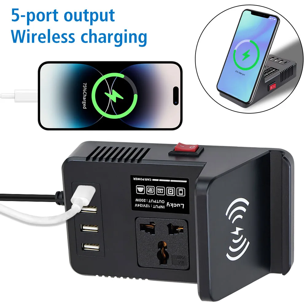 

Car Charger For Laptop Charging Car Inverter 12/24V Car Plug Converter Automotive Inverter 3 Fast Charging USB Voltage Converter