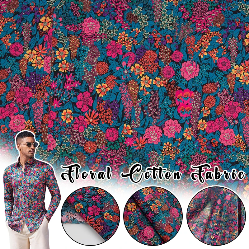 

Ткань из чистого хлопка с цветочным принтом «сделай сам», платье ручной работы, материал рубашки, тонкая хлопковая тафта, ткань с принтом, легкая ткань