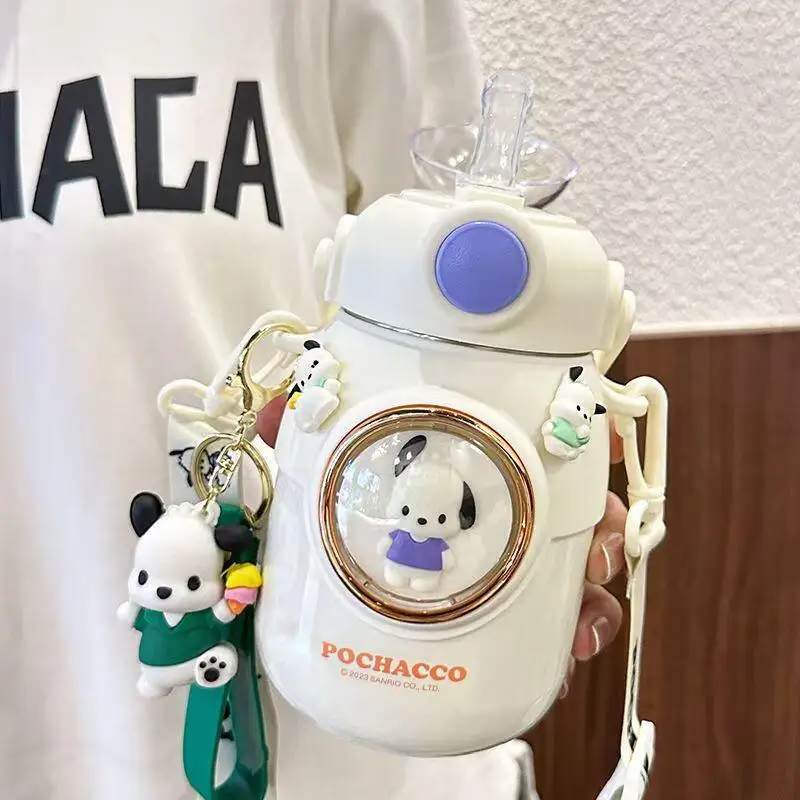 

Вакуумная чашка Sanrios My Melody Kuromi с рисунком, детская чашка с соломинкой, портативная чашка для воды из материала 316, большой емкости, милый подарок