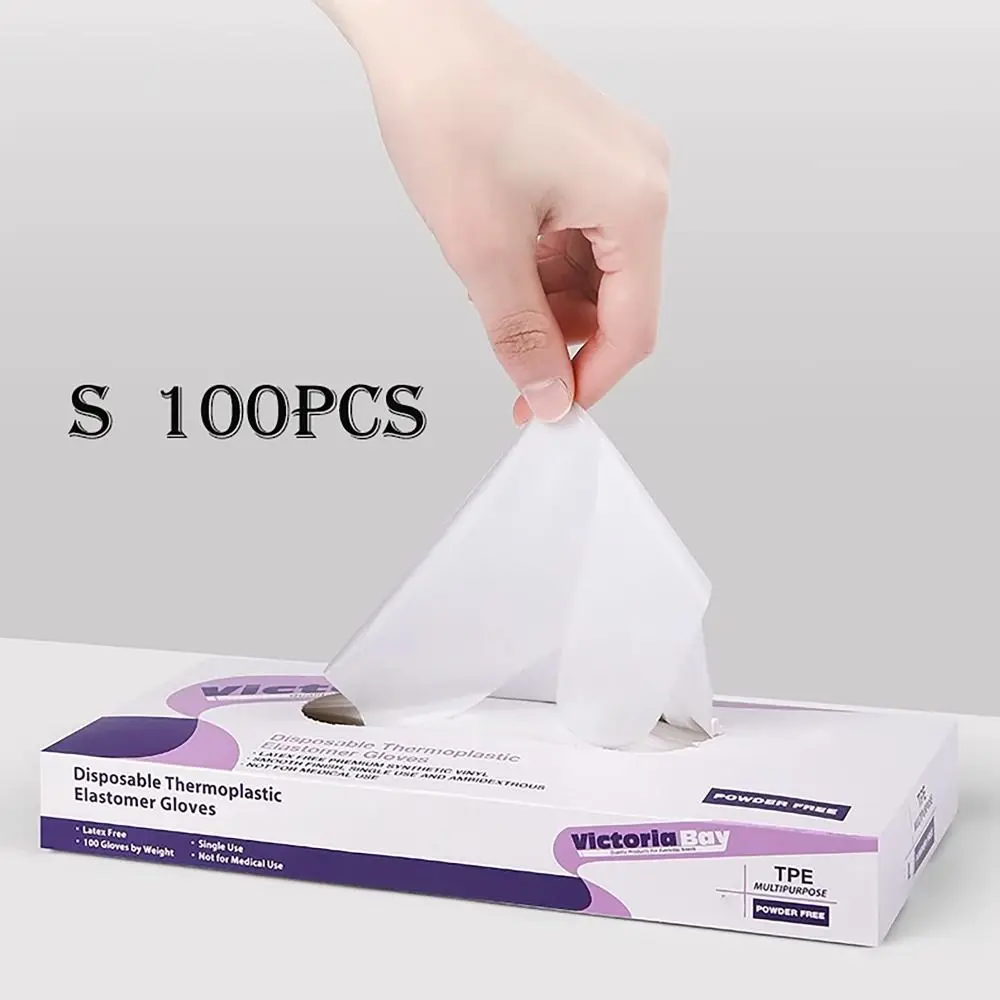 100Pcs Acid Work Safety Disposable Gloves S/M/L/XL Transparent Cleaning Gloves Non-Slip Thickened TPE Latex Free Gloves