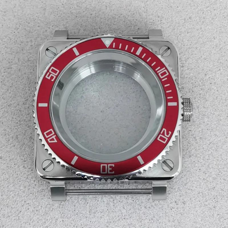 Fo watch accessories 42MM stainless steel square case sapphire glass + steel inner shadow fit NH35/36 movement