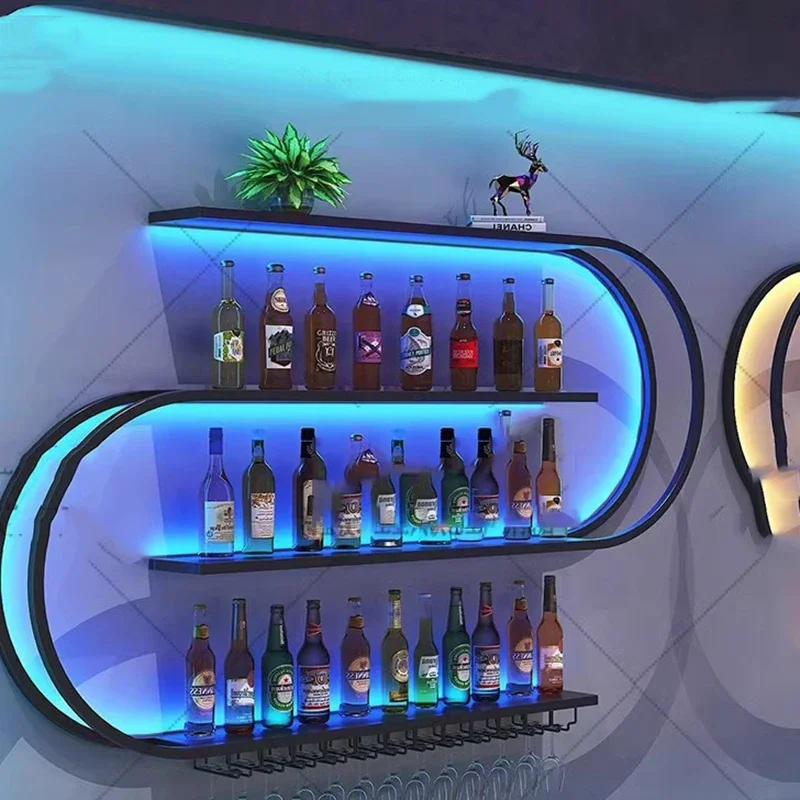 Modern Wine Bar Art Corner Storage Light Restaurant Wall Mounted Living Room Wine Bar Small Vitrina Metal Bar Cabinet Furniture