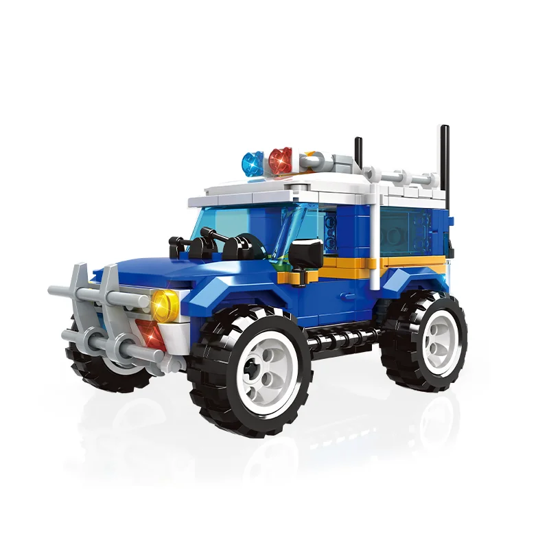 

236 шт. джип автомобиль строительные блоки автомобиль городской полицейский автомобиль грузовик кирпичи строительные игрушки для детей подарок