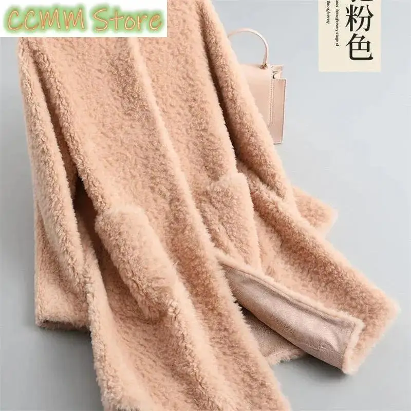 Korean New Winter Women Granule Sheep Scissors Plush Fur Grass Coat Cardigan Loose Mid length Imitation Lamb Hair Coat