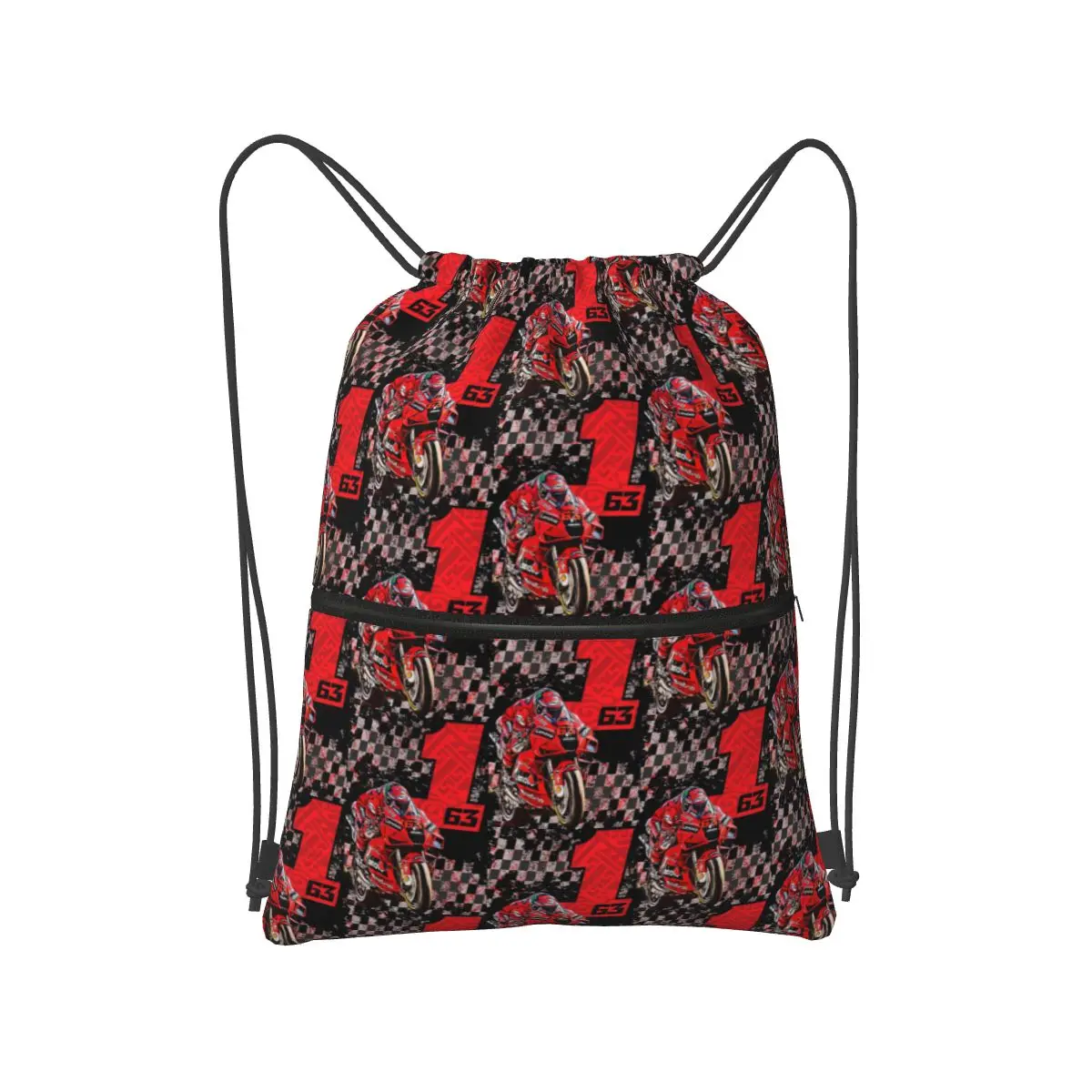 

Francesco Bagnaia номер 1, MotoGP, рюкзаки с гоночным флагом, портативные сумки на шнурке, сумка для хранения, сумки для книг для мужчин, женщин, студентов