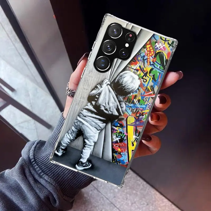 Banksy Graffiti Art Phone Case For Samsung Galaxy S23 S24 S25 Edge S26 Ultra S22 + S21 Plus S20 FE Cover Silicone Print Shell Ga