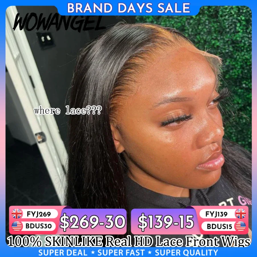 Wow Angel HD Full Frontal Wigs 36inch Straight Melt Skins 13x6 HD Lace Front Human Hair Wigs Virgin Hair Pre Plucked Glueless