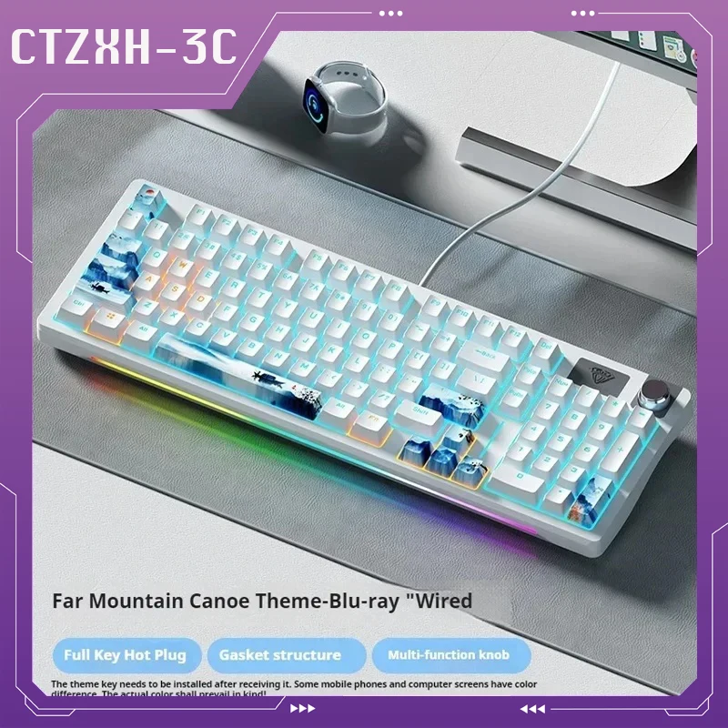 

Aula S98 96keys Wired Mechanical Keyboard Full Key Hot Swappable Electronic Sports Games Office Typing Computer Peripherals