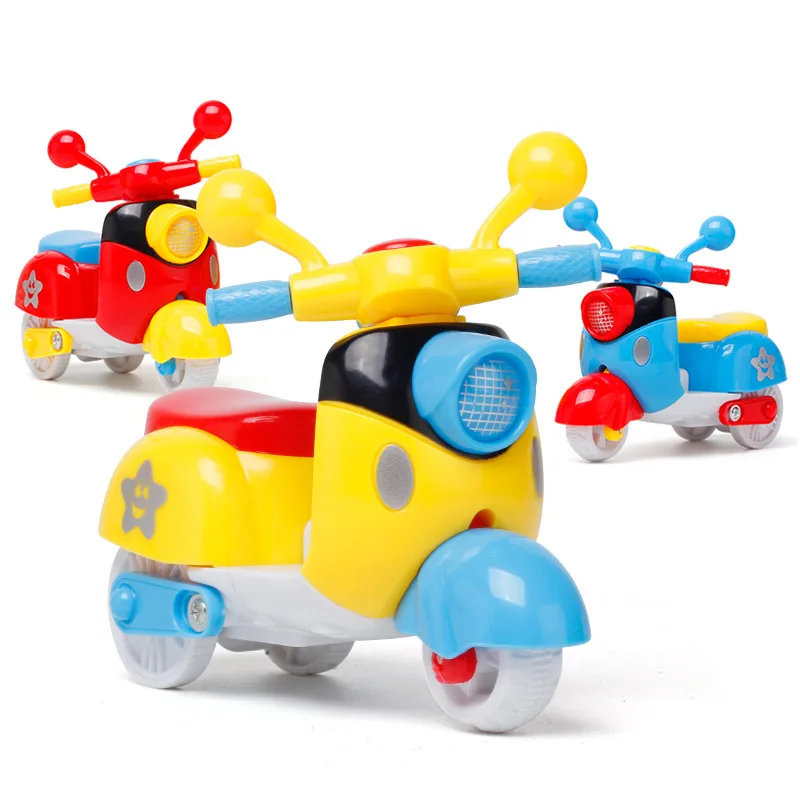 1 stks willekeurige kleur creatieve traagheid trek motorfiets auto speelgoed plastic cartoon miniatuur motorfiets speelgoedauto