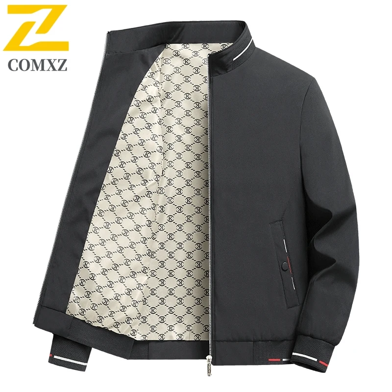 

Business Men Jacket Fashion Stand Up Collar Black Waterproof Coat Simple and Versatile Office Slim Fit Breathable Men's Clothing