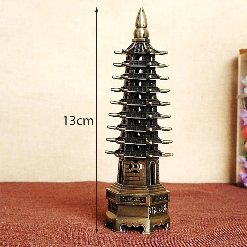 Zinc Alloy Feng Shui Education Tower Levels Wen Chang Pagoda Desktop Ornaments