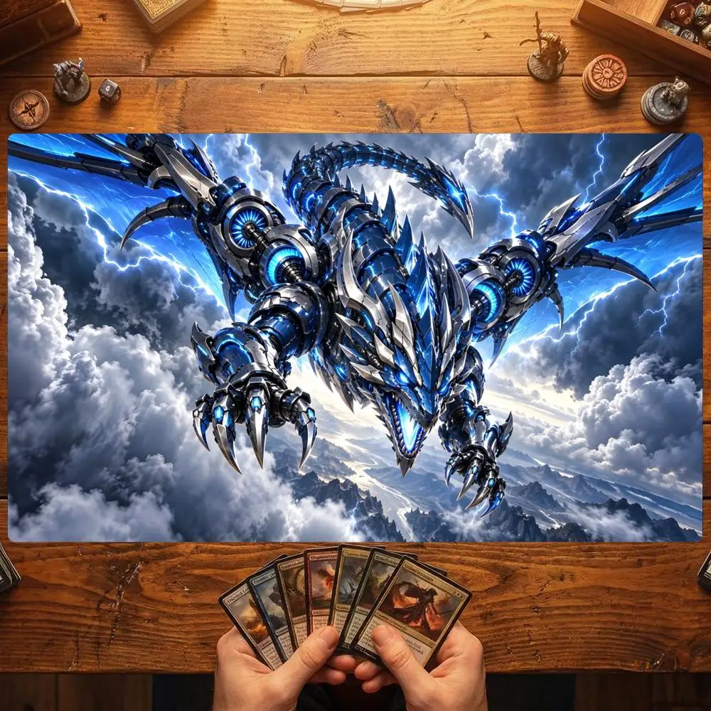 Twilight Sky Dragon Mouse Pad Card Playmat Stitched with Magic Zones Tabletop for MTG/TCG Card Battle Commander Gaming Mat