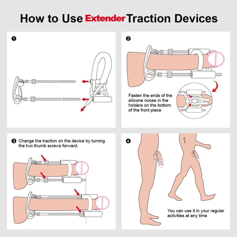 Penis Extender Enlargement Penis Pump Enlarger Edge Stretcher Correction Bending Male Cock Growth Train Adult Sex Toys For Men