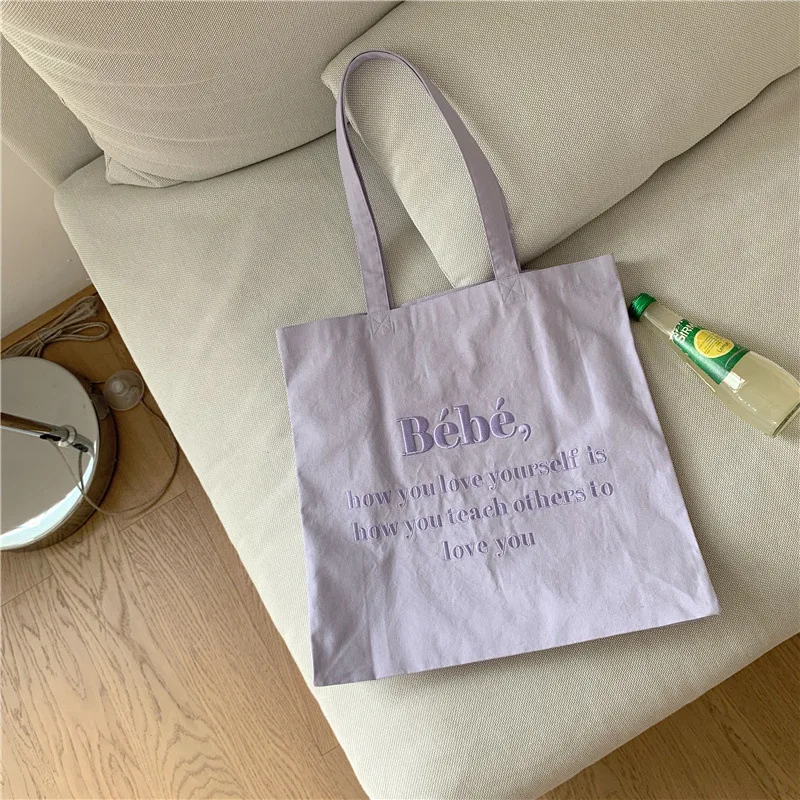 Borse di Design coreano donna Makaron Color Letter ricamo Tote Bag borsa a tracolla di grande capacità per le donne nuova borsa con manico Bolso