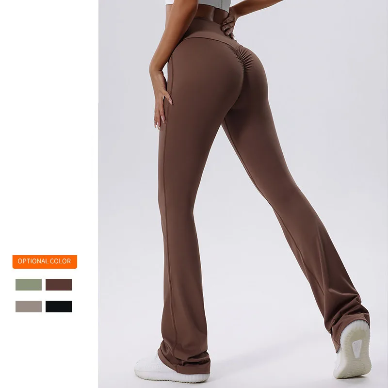 

‌Women's Naked Feel Yoga Pants Wide Leg High Waist Butt Lifting Leggings, Cloud Soft Breathable Flare Pants For Gym & Workout