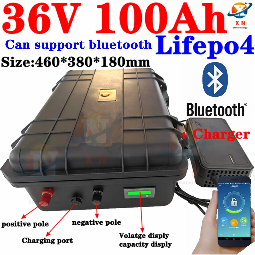 

Литиевый аккумулятор lifepo4 36 в 3500 ач с Bluetooth BMS, подходит для электрических трициклов Вт