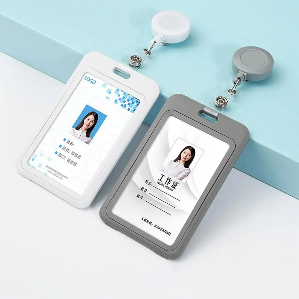 Work License Id Card Holder Aluminium Alloy Staff Badge Holder Secure Id Card Case for Work Permits Employee Name Badges