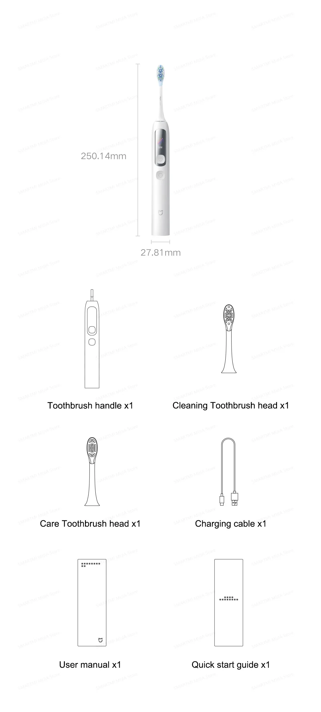 MIJIA Smart Servo-Oscillation Electric Toothbrush Pro, IPX8 Waterproof & Travel Lock, 180-Day Long Battery Life, App Control