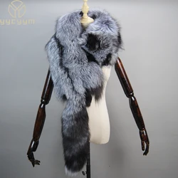 2026 Fashion Party Luxury Brand Women Real Winter Fox Fur Scarves Natural One-Piece Fox Fur Collar Warm Soft Real Fox Fur Scarf