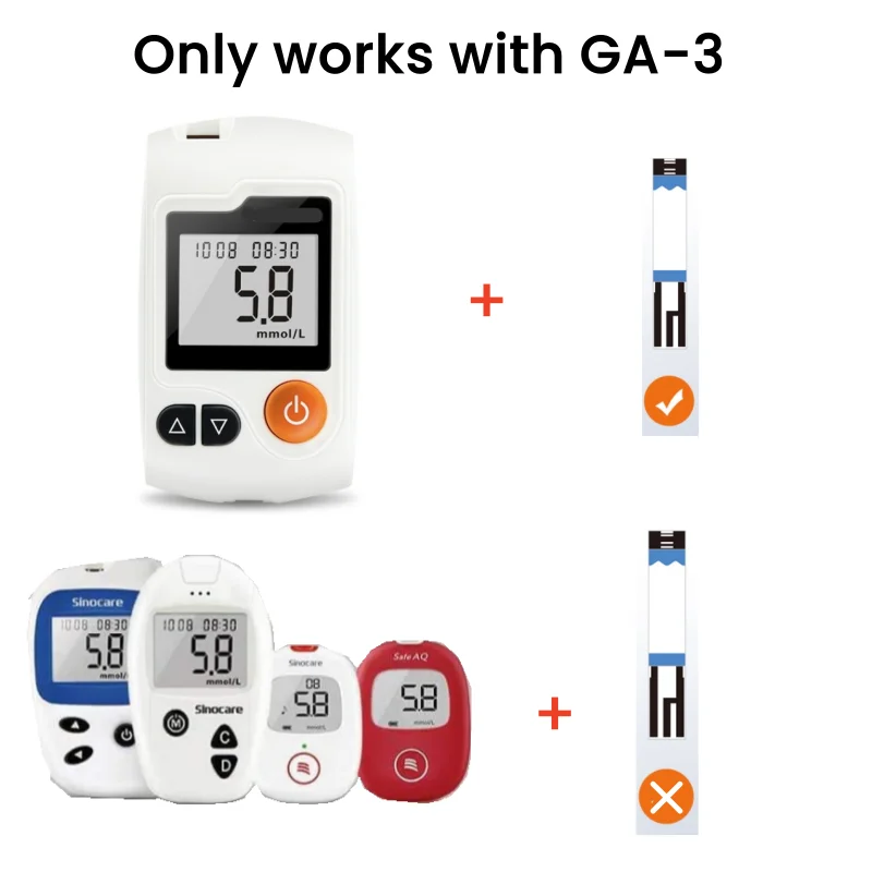 Sannuo Sinocare GA-3 Blood Glucose Meter Medical Devices Sugar Glucometer Blood Glucose Meter Diabetes with Test Strips