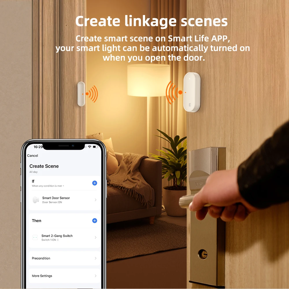 AVATTO-Tuya Zigequation Smart Door Sensor, Open and Closed, Wireless Detector, Tamper Alarm, ActivSystem, Work with Alexa Google Home