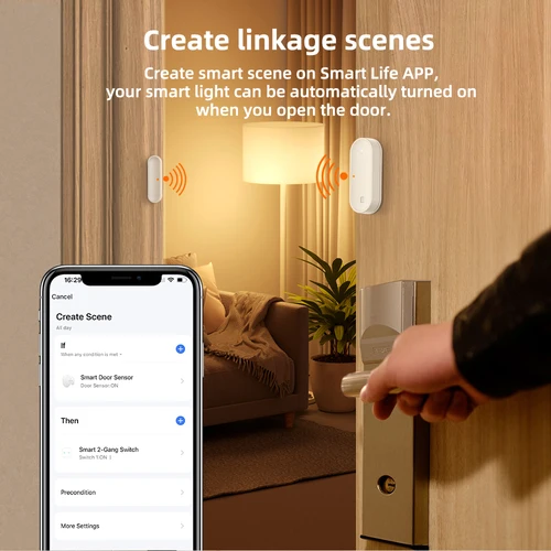 Imagen 2 del producto AVATTO Tuya 1-6PC ZigBee Sensor de puerta inteligente puerta abierta/cerrada Detector inalámbrico sistema de seguridad de alarma de manipulación para Alexa Google Home