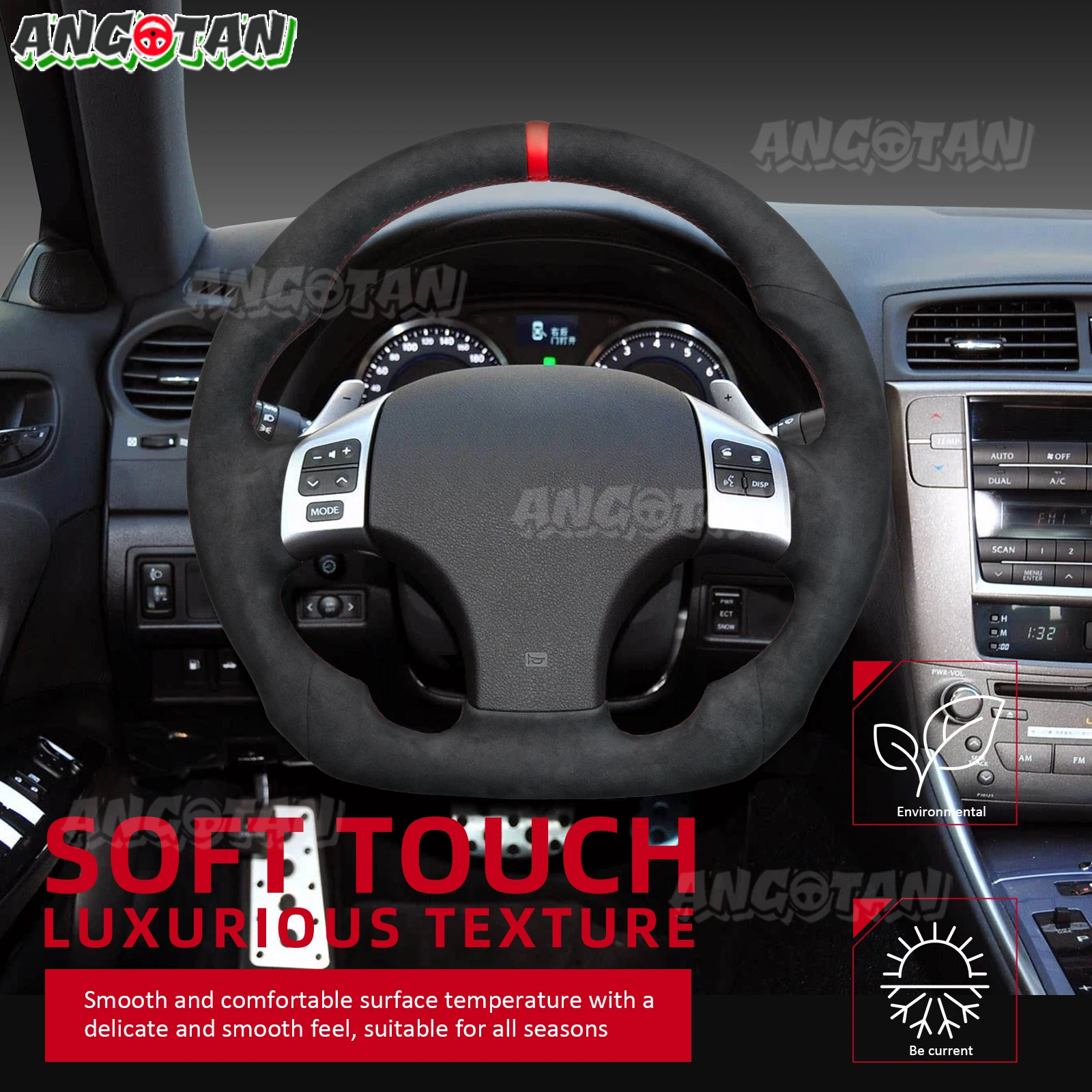 RĘCZNIE WYKONANY KIEROWNICA Z ZAMIESZKIANYM DNOSEM Z ZAMIESZKI DO LEXUS IS 250 250C 300 300C 350 IS-F Sport 2006-2012 KIEROWNICA Z ALKANTARĄ