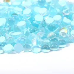 SWAGPICK Aurora Glass Lake Blue FlatBack Half Round Mermaid Rhinestones Nail Art Decorations Crystal Bubble Accessories Macaron