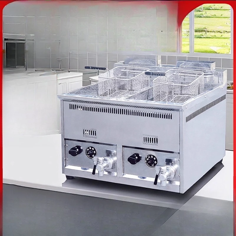 Fryer Natural Gas Liquefied Gas Desktop Double Cylinder Double Sieve Fried Chicken and Chips Pot