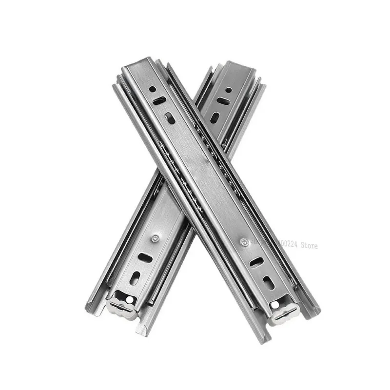 16 20 22 inch Stainless Steel Drawer Slides Soft Close Track Rail Sliding Three-Section Cabinet Furniture Hardware