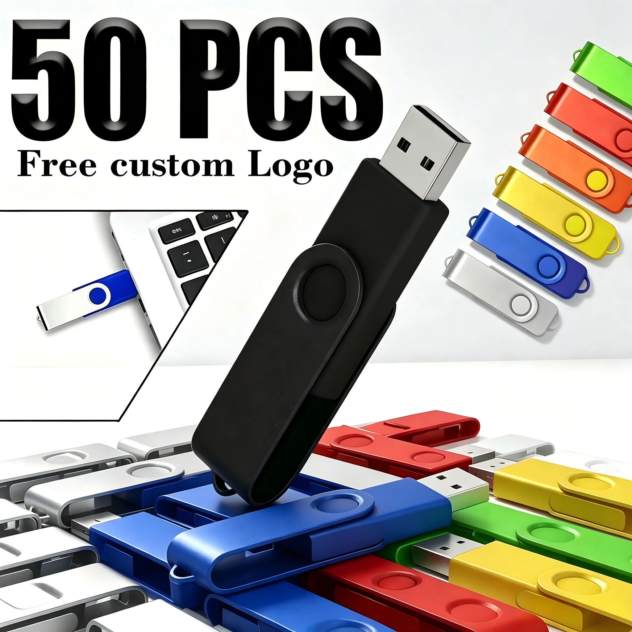 50PCS/LOT USB 2.0 Pendrive 128GB 64GB 32GB 16GB 8GB USB Flash Drive 4GB 2GB Free Custom logo 2.0 USB Flash Drive Stick Best Gift