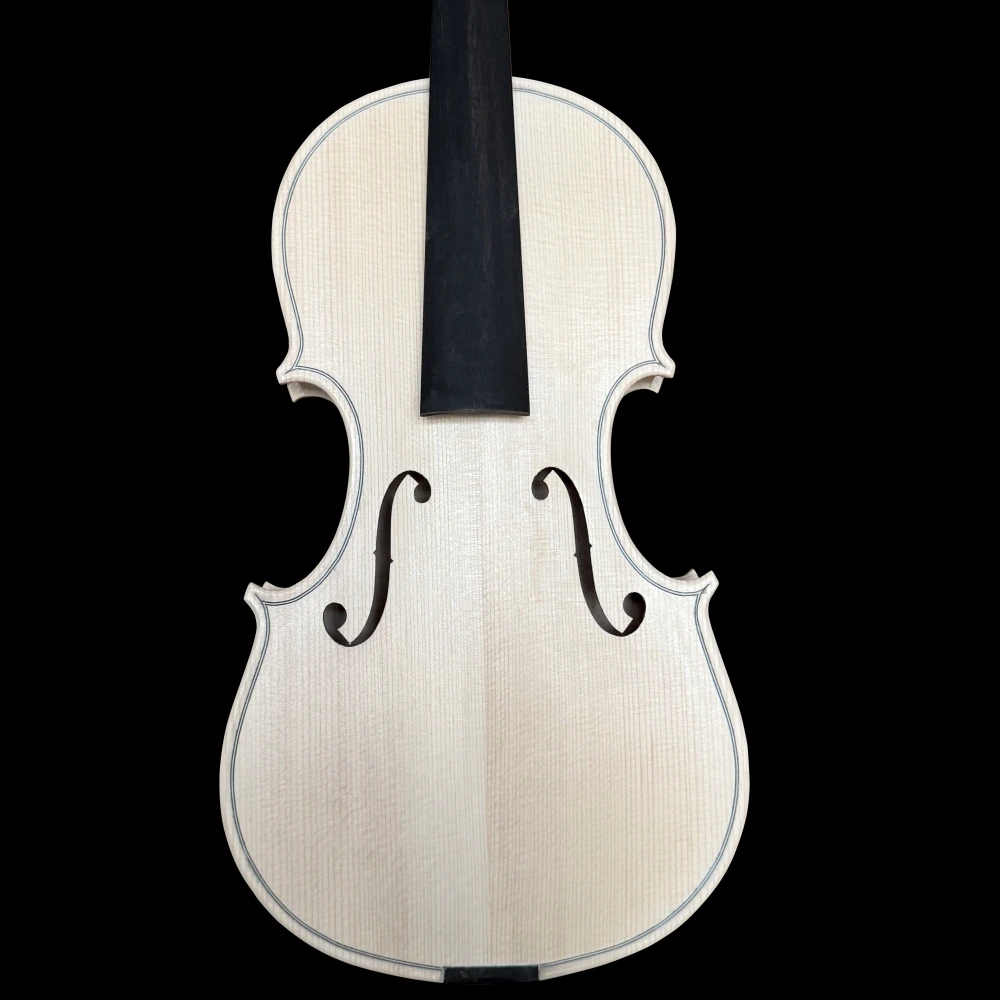 كمان 4/4 لهب القيقب بالحجم الكامل كمان غير مكتمل مصنوع يدويًا من خشب التنوب