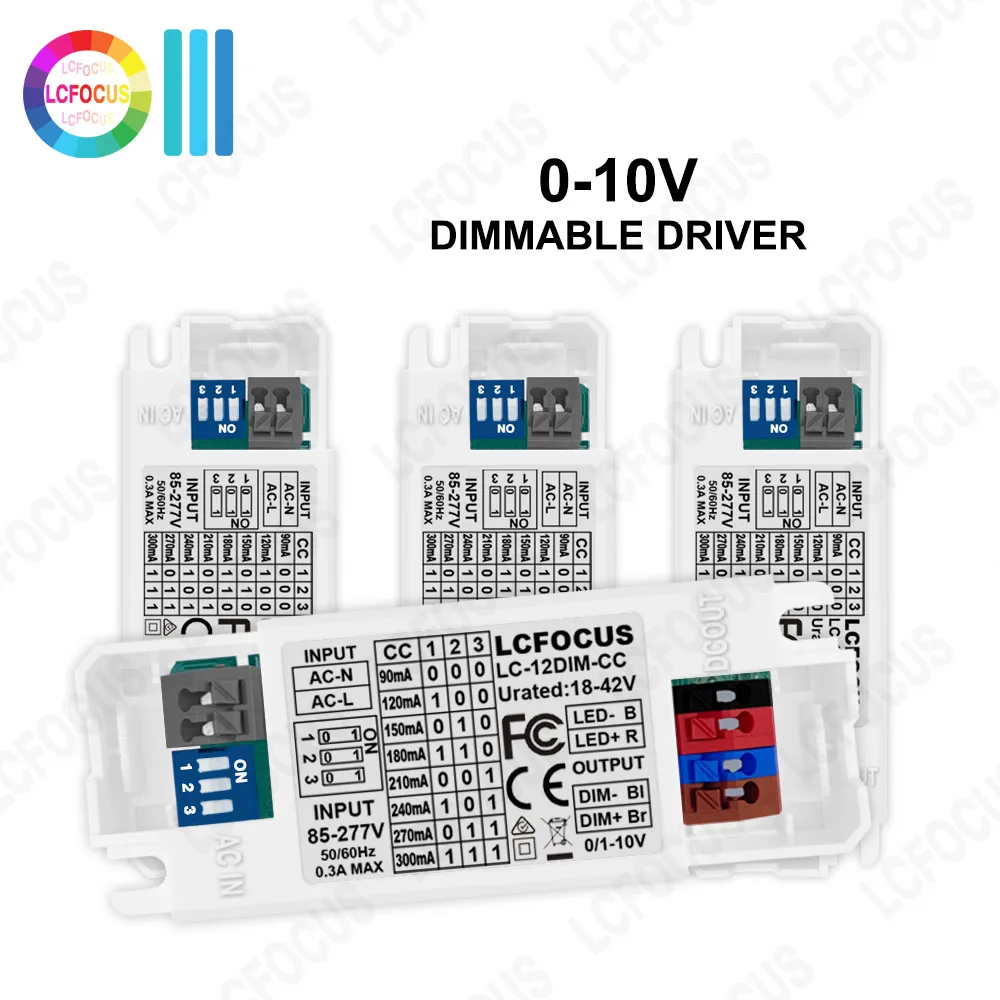 

0-10V Dimmable LED Driver 90mA 120mA 150mA 180mA 210mA 240mA 300mA Power Supply 2W 3W 5W 6W 7W 9W 10W 12W Lighting Transformers