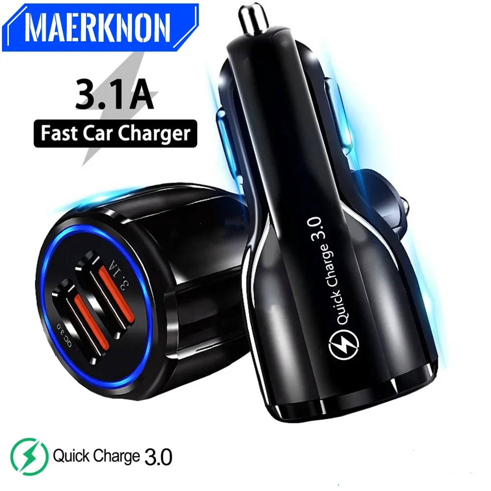 USB Car Charger For Mobile Phone Tablet Quick Charge 4.0 3.0 3.1A Fast Charger Car-Charger Dual USB Phone Charger Adapter in Car