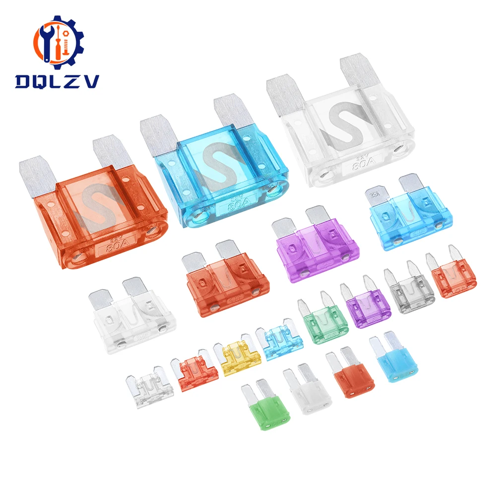 10PCS Fuses 32V Micro2 Mini Small Medium Large Size Car Fuse 5A 7.5A 10A 15A 20A 25A 30A 35A 40A 45A Clip Fuse Set for Car Truck