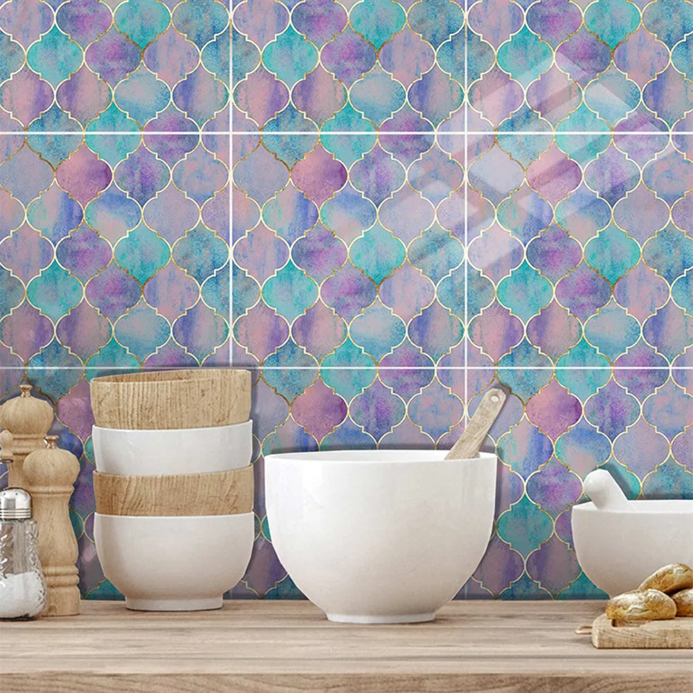 Mosaic Tile Stickers For Living Room Kitchen Retro 3D Waterproof Mural Decal Bathroom Decor DIY Adhesive Wall-paper Home Decor