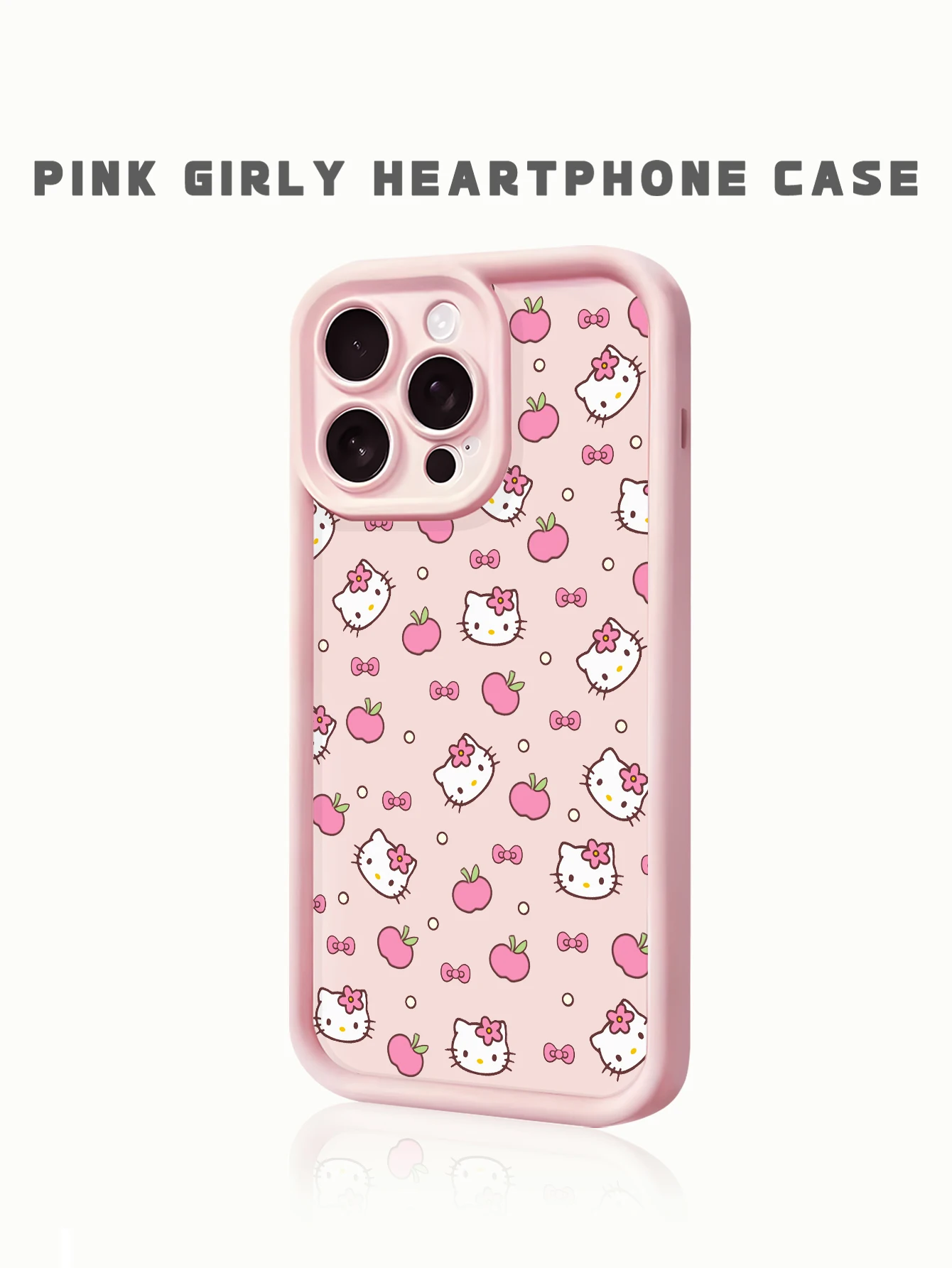 

Peach Hello Kitty repeating print case: soft pink, playful, and endlessly cute. .iPhone15/16/17/13/11/14promax/air/12