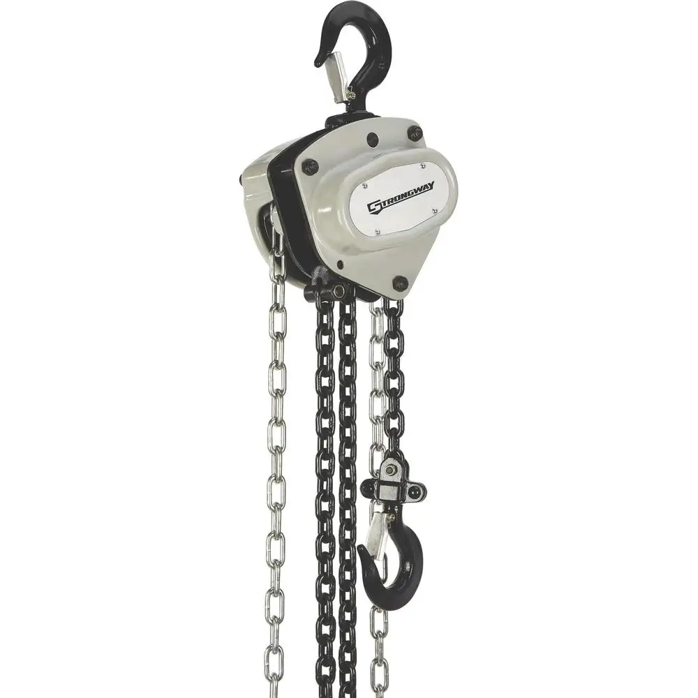 2200-Lb. Capacity Manual Chain Hoist Commercial-Grade Design ASME Safety Standards High-Strength Steel Frame Drop-Forged Hooks