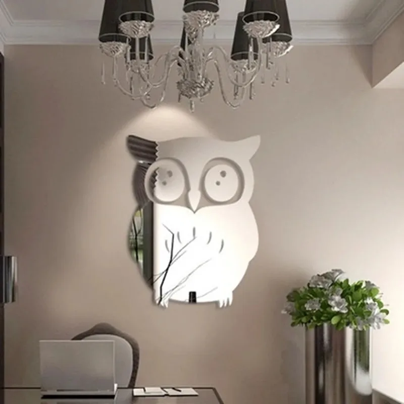 

3D Owl Art Mirror Decal Vinyl Mural Wall Stickers Home Decor Removable DIY Acrylic Art Wall Decals