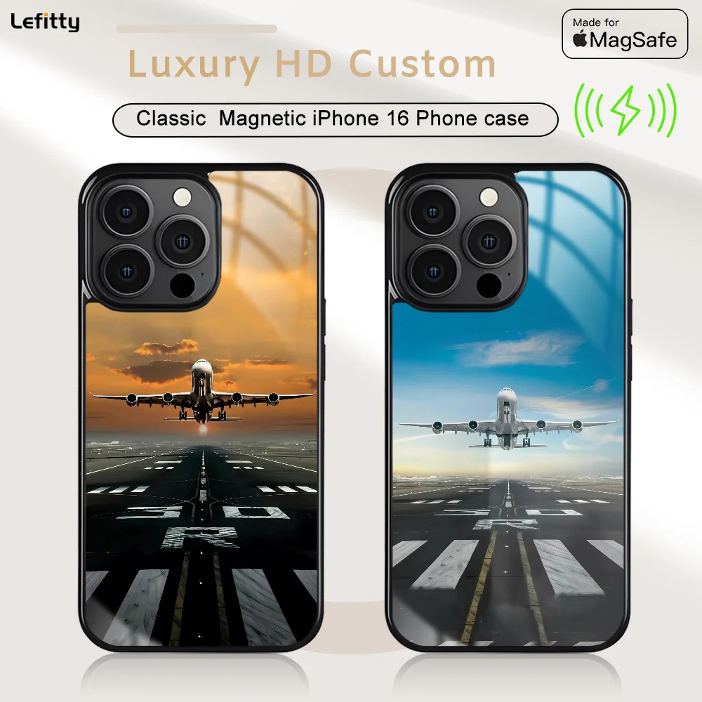 

Cool Airplane Head up Phone Case For iPhone 16 15 14 13 12 11 Pro Max Plus Mini Magnetic Magsafe Wireless Charging Cover