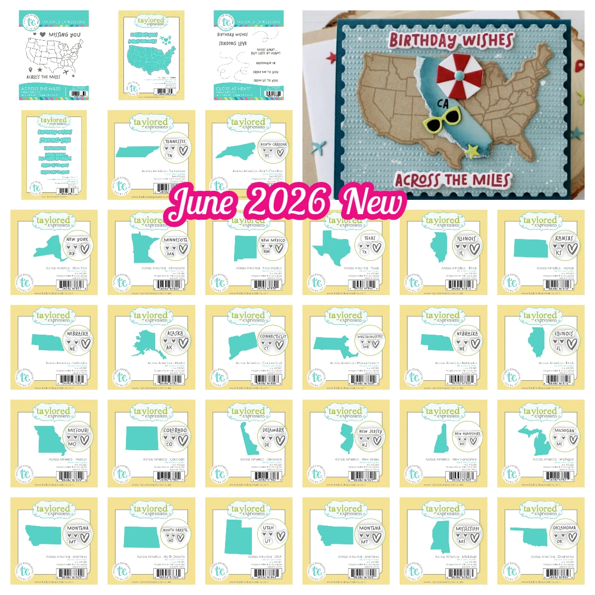 June 2026 New Taylored Metal Cutting Dies Stamps for DIY Scrapbook Diary Across the Miles Close at Heart America 50 Continents