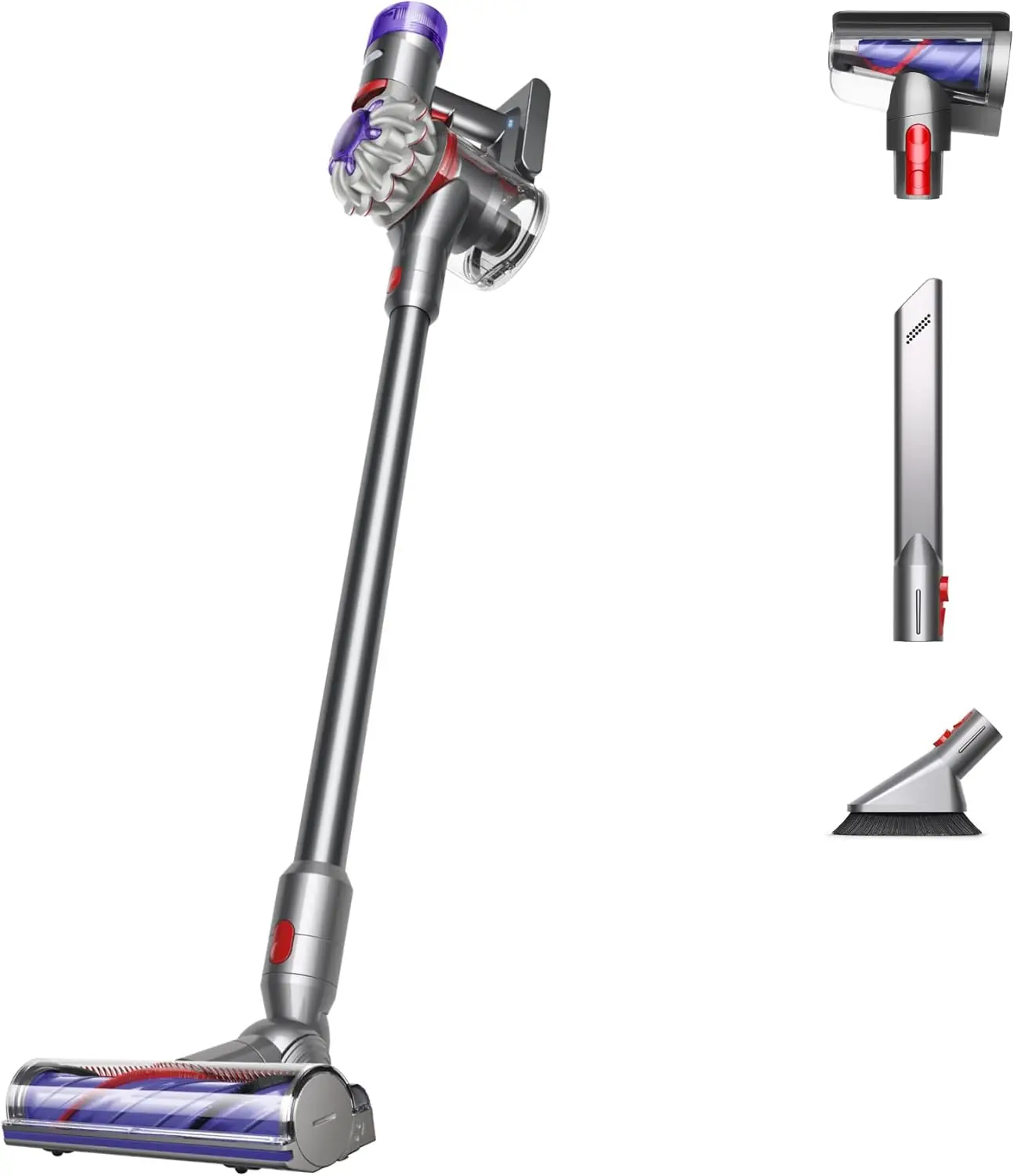 V8 Plus Cordless Vacuum, Silver/Nickel Foldable, convenient, clean bedroom and living room, multifunctional