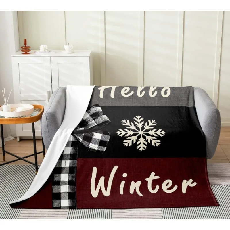 

Одеяло с Рождеством, рождественское одеяло со снежинками и бантом для украшения комнаты, подходит для одеяла для кровати, дивана