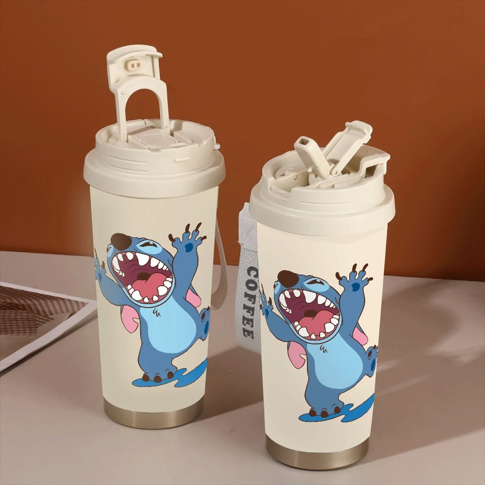 

Stitch Angel Water Cups 304 Stainless Portable Women Cartoon Insulated Cups Lilo Stitch Cute School Stitch Series Holiday Gift