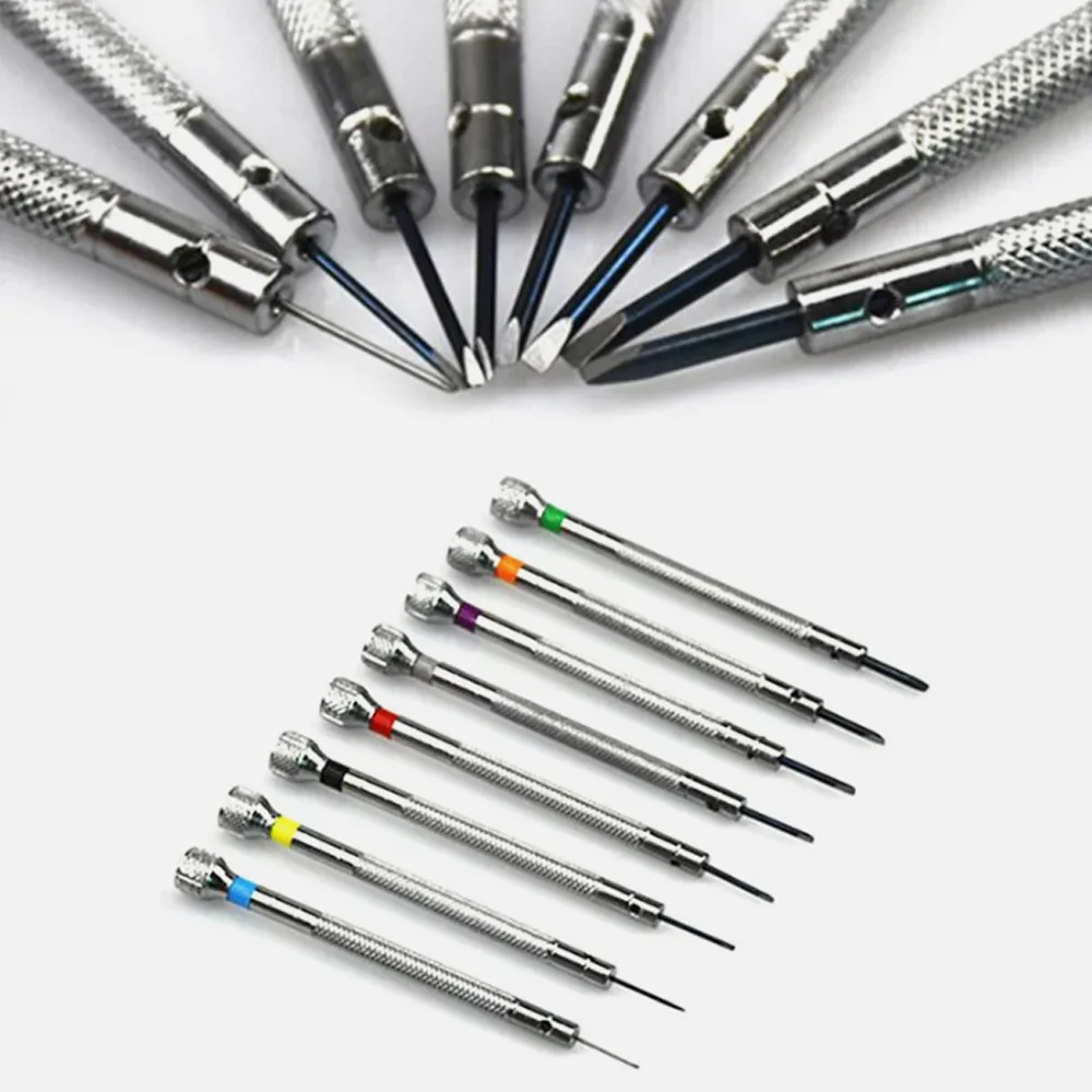 1/13pcs Precision Screwdriver 0.6-2.0mm Flat and Cross Screwdriver Set High Hardness Steel 13 Specifications Watch Repair Tool