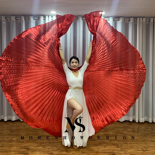 Imagen 2 del producto Alas de actuación de danza del vientre para adultos, accesorios de baile multicolores de 360 grados, ala para bailarina, accesorios de Carnaval
